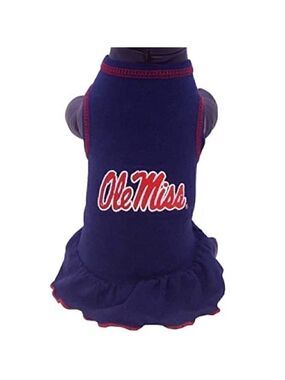 ALL Star Dogs NCAA Ole Miss Rebels Football Navy Blue/Red Dog Shirt/Dress SizeXL